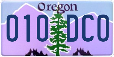 OR license plate 010DCO