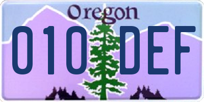 OR license plate 010DEF