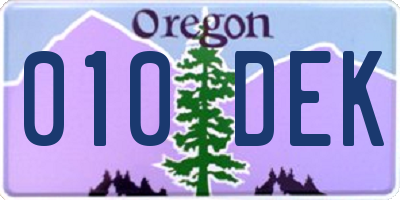 OR license plate 010DEK
