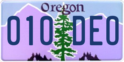 OR license plate 010DEO