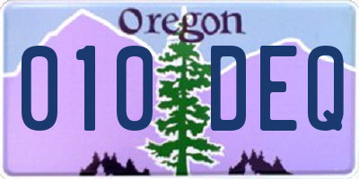 OR license plate 010DEQ