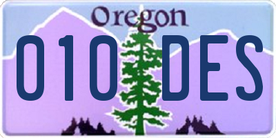 OR license plate 010DES