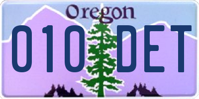 OR license plate 010DET