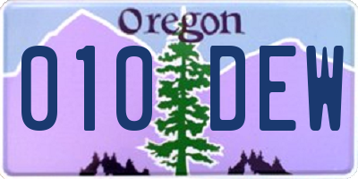 OR license plate 010DEW
