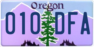 OR license plate 010DFA