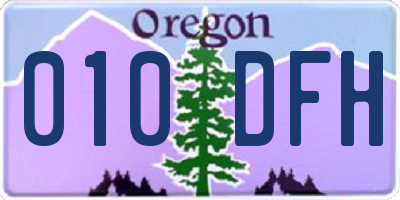 OR license plate 010DFH