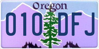 OR license plate 010DFJ