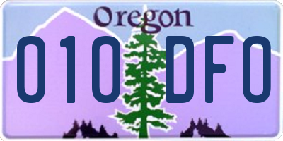 OR license plate 010DFO