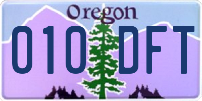 OR license plate 010DFT
