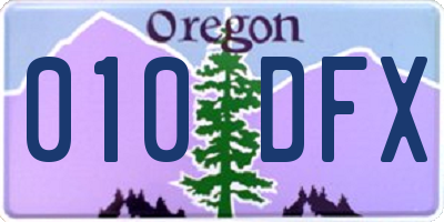 OR license plate 010DFX