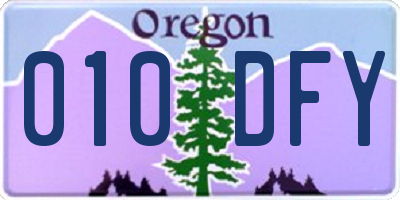 OR license plate 010DFY