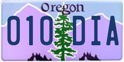 OR license plate 010DIA