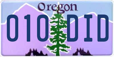 OR license plate 010DID
