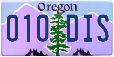 OR license plate 010DIS