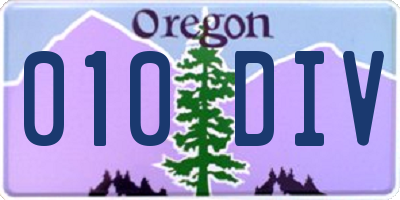 OR license plate 010DIV