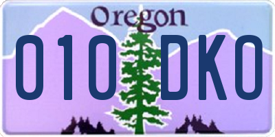 OR license plate 010DKO