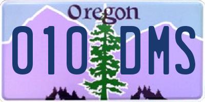 OR license plate 010DMS