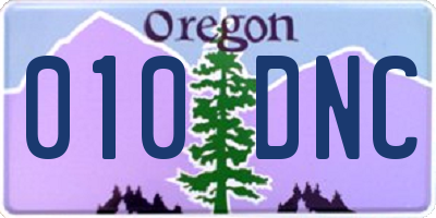 OR license plate 010DNC