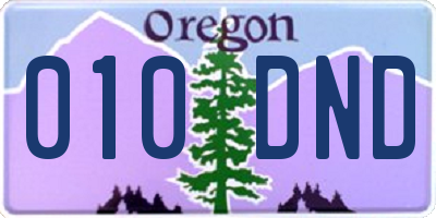 OR license plate 010DND