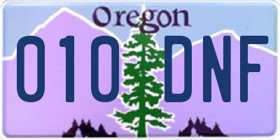 OR license plate 010DNF