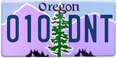 OR license plate 010DNT