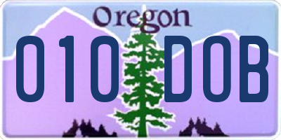 OR license plate 010DOB