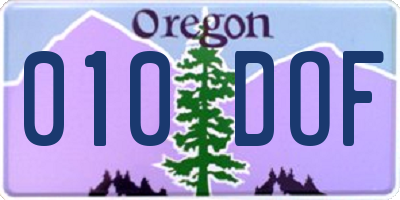 OR license plate 010DOF