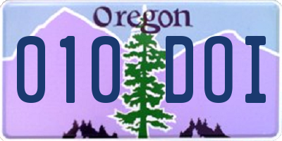 OR license plate 010DOI