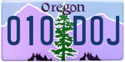 OR license plate 010DOJ