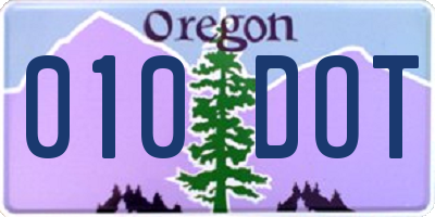 OR license plate 010DOT