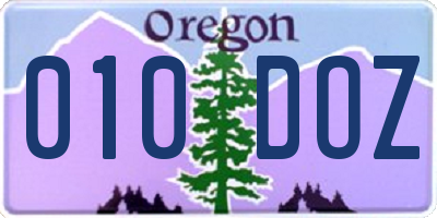 OR license plate 010DOZ