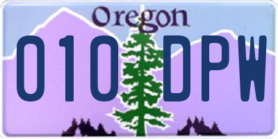 OR license plate 010DPW