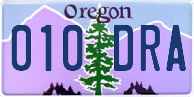 OR license plate 010DRA