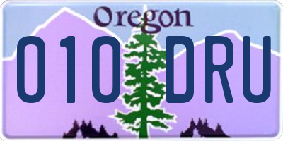 OR license plate 010DRU