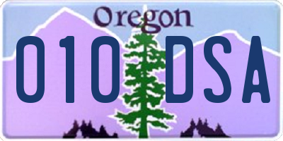 OR license plate 010DSA