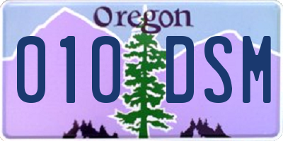 OR license plate 010DSM