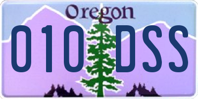 OR license plate 010DSS