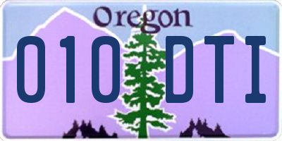 OR license plate 010DTI