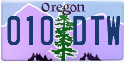 OR license plate 010DTW
