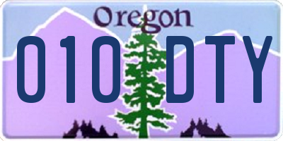 OR license plate 010DTY