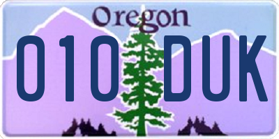 OR license plate 010DUK