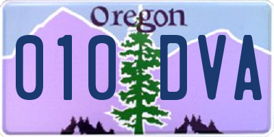 OR license plate 010DVA