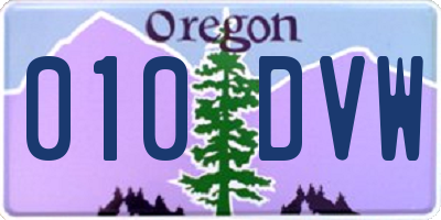 OR license plate 010DVW