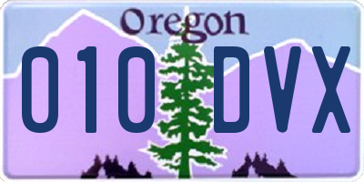 OR license plate 010DVX