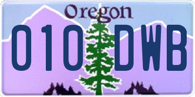 OR license plate 010DWB