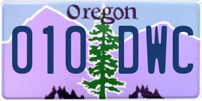 OR license plate 010DWC