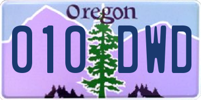 OR license plate 010DWD