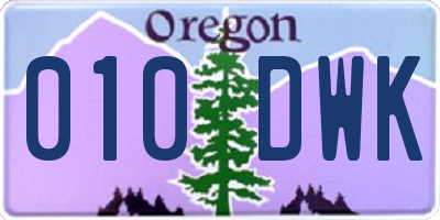 OR license plate 010DWK