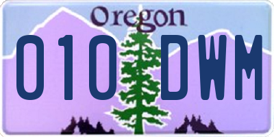OR license plate 010DWM