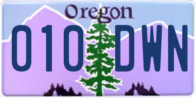 OR license plate 010DWN